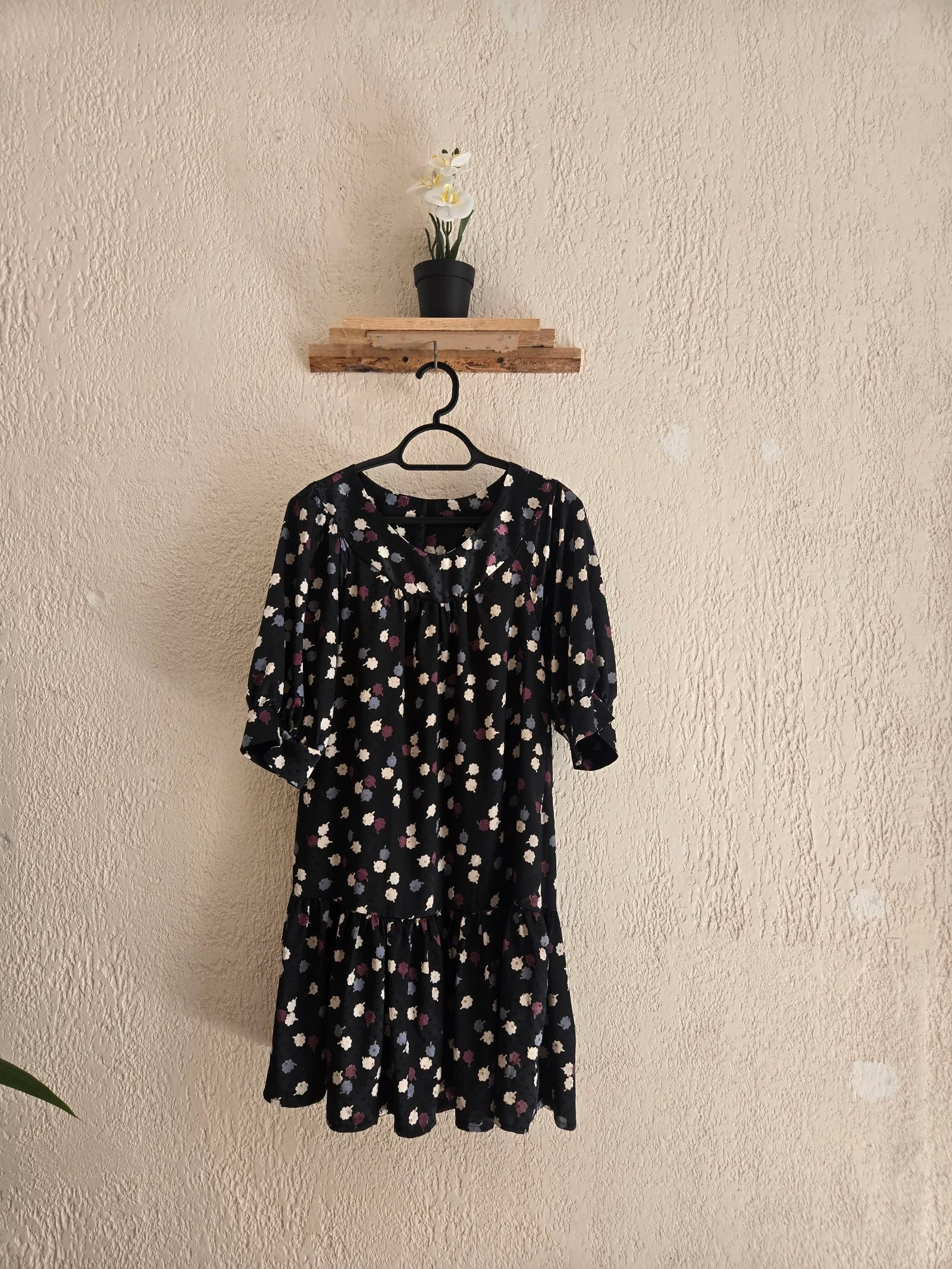 Floral black Naïs dress - Size M - Romantic bohemian - 3/4 sleeves - Very good condition – photo 3